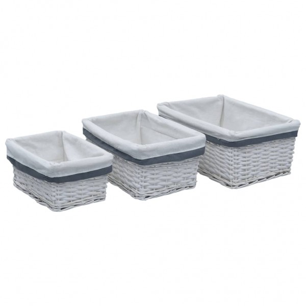 3 pcs conjunto de cestos de encastrar salgueiro branco D