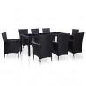 Conjunto de jantar para exterior 9 pcs vime PE preto 1