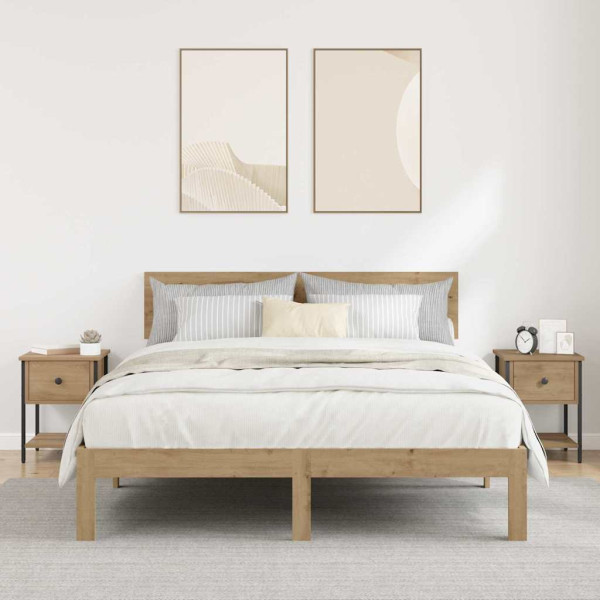 Mesa de Noche con cajón 2 pcs Roble artisan 34 x 35.5 x 45 cm M 4