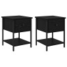 Mesa de Noche con cajón 2 pcs Roble negro 34 x 35.5 x 45 cm 2
