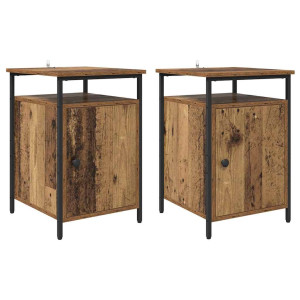 Armario de Noche 2 pcs Madera vieja 40 x 42 x 60cm H