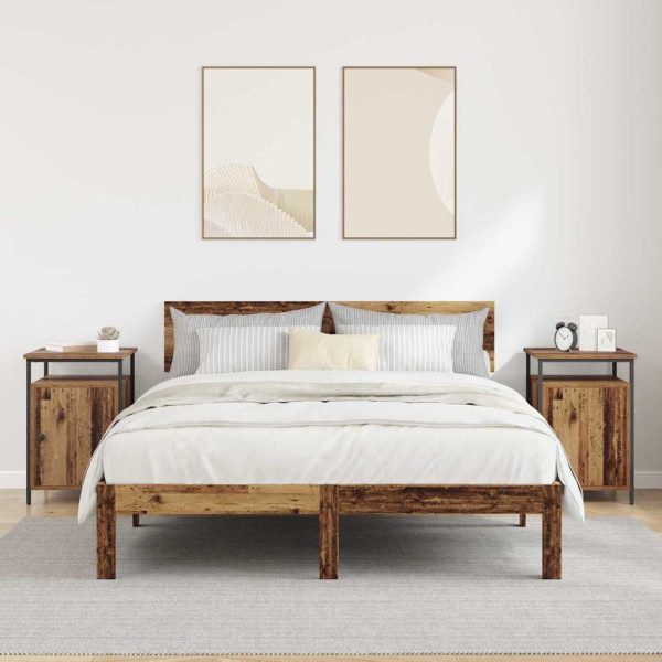 Armario de Noche 2 pcs Madera vieja 40 x 42 x 60cm M 4