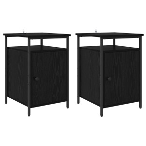 Armario de Noche 2 pcs Roble negro 40 x 42 x 60cm H
