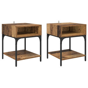 Mesa de Noche 2 pcs Madera vieja 40 x 40 x 50 cm H