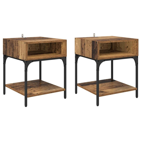 Mesa de Noche 2 pcs Madera vieja 40 x 40 x 50 cm M 2