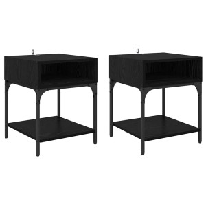 Mesa de Noche 2 pcs Roble negro 40 x 40 x 50 cm H
