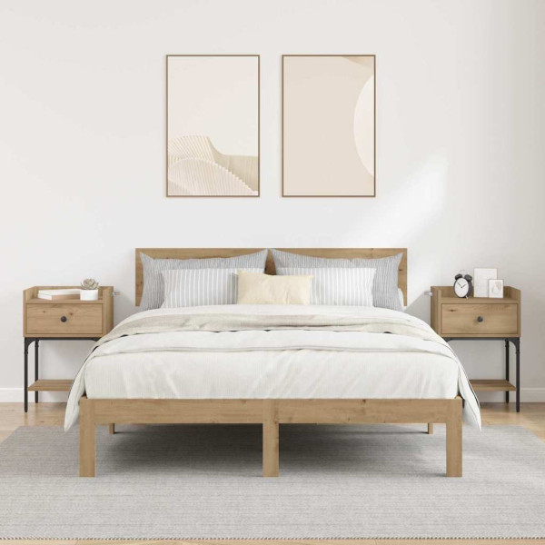 Mesa de Noche con cajón 2 pcs Roble artisan 40 x 29 x 60 cm M 4