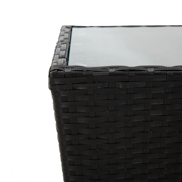 Mesa de centro ratán PE y vidrio templado negro 41.5x41.5x43 cm M 4