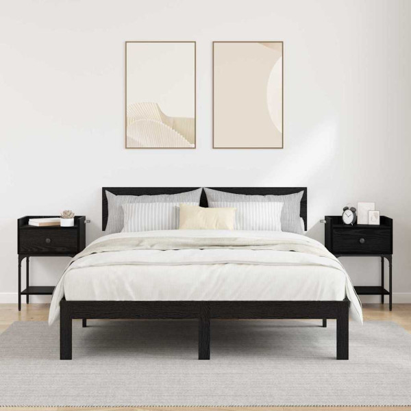 Mesa de Noche con cajón 2 pcs Roble negro 40 x 29 x 60 cm M 4