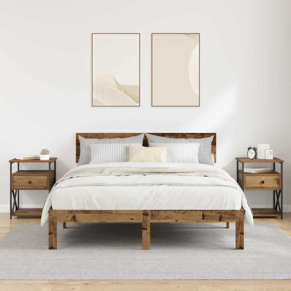 Armario de Noche con cajón 2 pcs Madera vieja 40 x 42 x 55 cm M 4