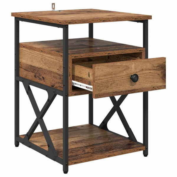 Armario de Noche con cajón 2 pcs Madera vieja 40 x 42 x 55 cm M 5