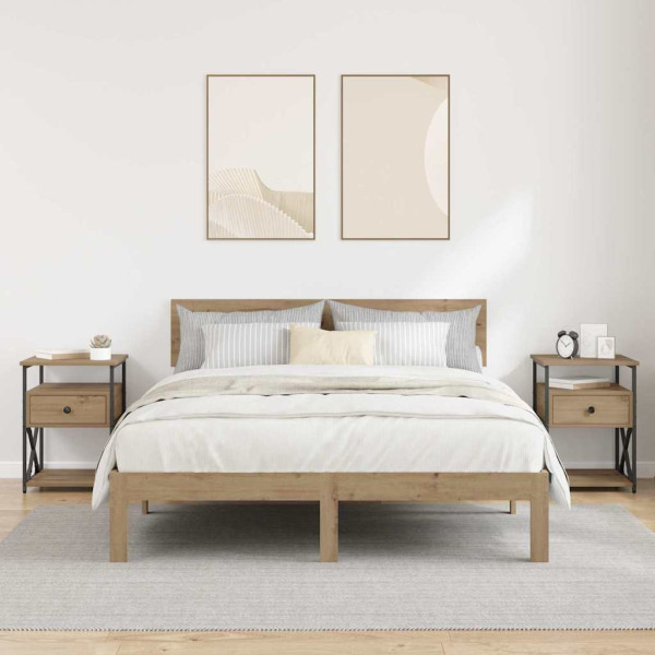 Armario de Noche con cajón 2 pcs Roble artisan 40 x 42 x 55 cm M 4