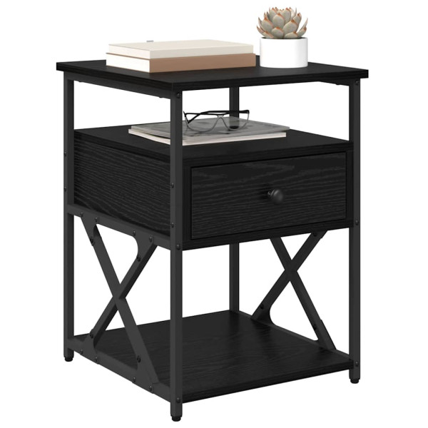 Armario de Noche con cajón 2 pcs Roble negro 40 x 42 x 55 cm M 3