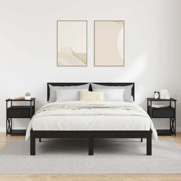 Armario de Noche con cajón 2 pcs Roble negro 40 x 42 x 55 cm M 4