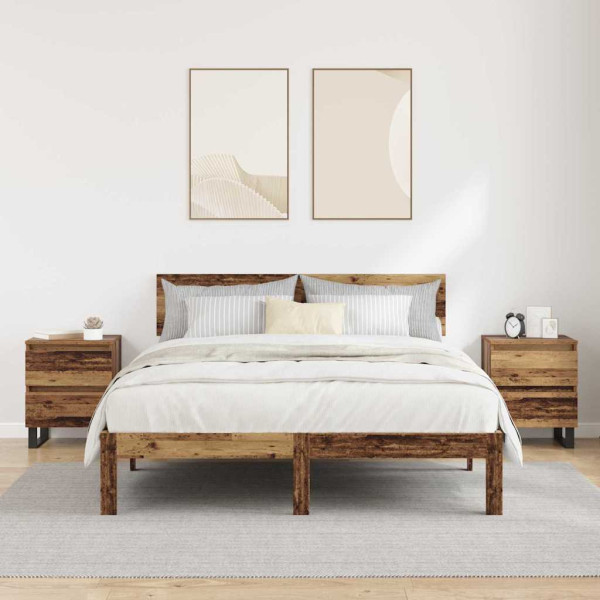 Armario de Noche con cajón 2 pcs Madera vieja 40 x 35 x 50 cm M 4