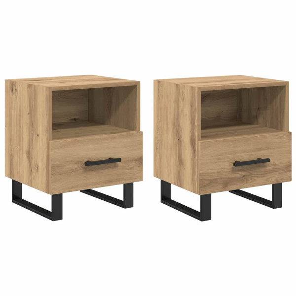 Armario de Noche 2 pcs Roble artisan 40 x 35 x 47.5 cm M 2