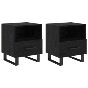 Armario de Noche con cajón 2 pcs Roble negro 40 x 35 x 47.5 cm H