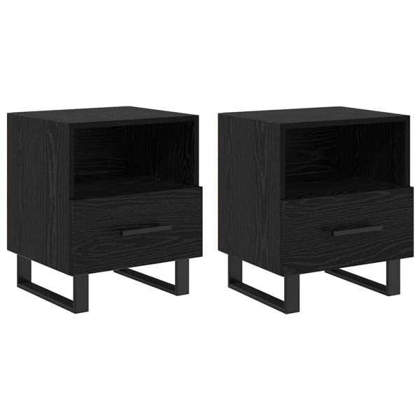Armario de Noche con cajón 2 pcs Roble negro 40 x 35 x 47.5 cm M 2