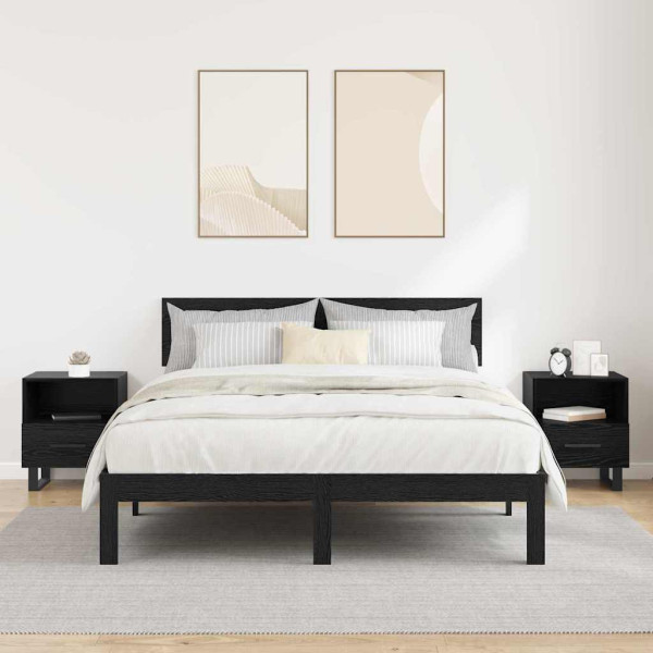 Armario de Noche con cajón 2 pcs Roble negro 40 x 35 x 47.5 cm M 4