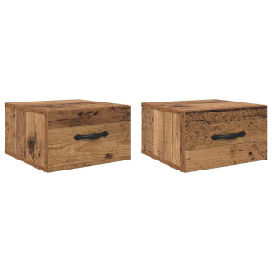 Armario de Noche con cajón 2 pcs Madera vieja 35 x 35 x 20 cm H