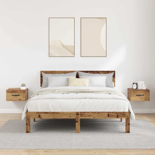 Armario de Noche con cajón 2 pcs Madera vieja 35 x 35 x 20 cm M 4