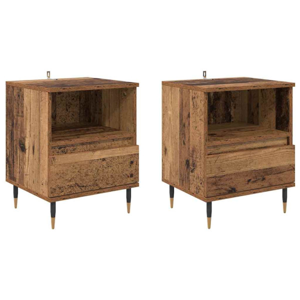 Armario de Noche con cajón 2 pcs Madera vieja 40 x 35 x 50 cm M 2