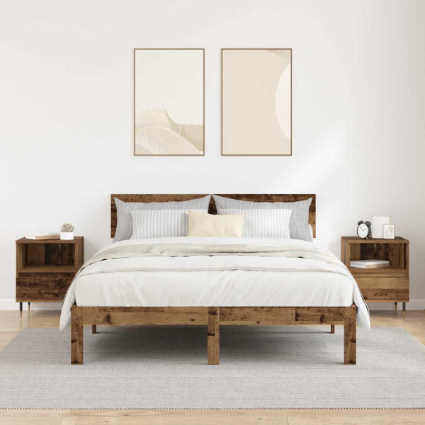 Armario de Noche con cajón 2 pcs Madera vieja 40 x 35 x 50 cm M 4