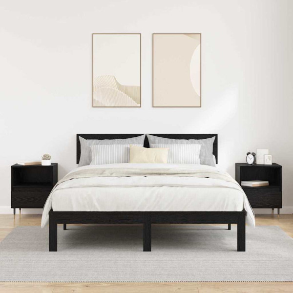 Armario de Noche con cajón 2 pcs Roble negro 40 x 35 x 50 cm M 4