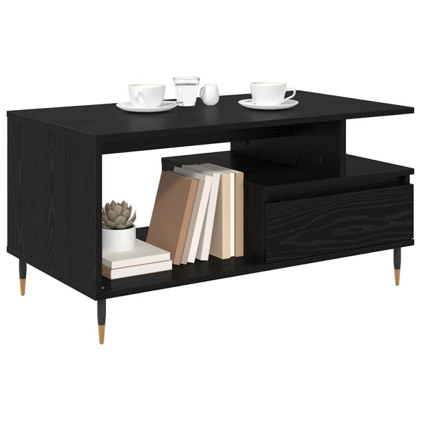 Mesa de Café Roble negro 90 x 49 x 45 cm Madera contrachapada M 3