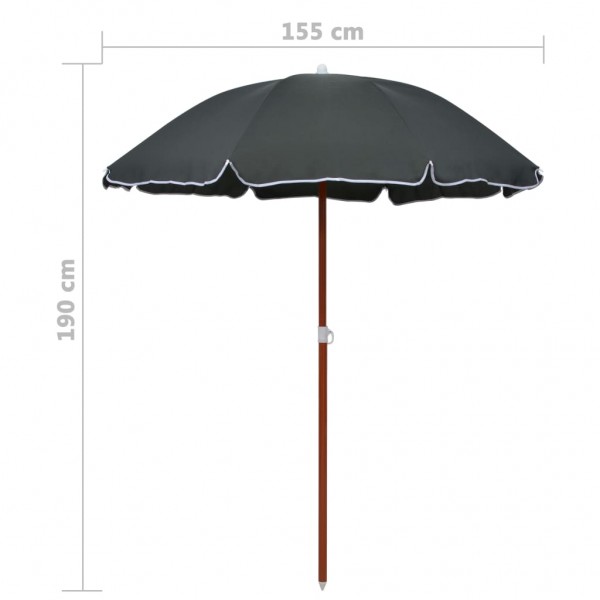Guarda-sol de jardim com poste de aço 180 cm antracite M 5