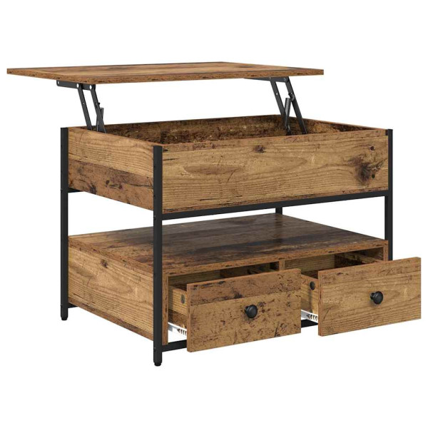 Mesa de Café con cajón Madera vieja 70x50x50cm Madera Ingeniada M 5