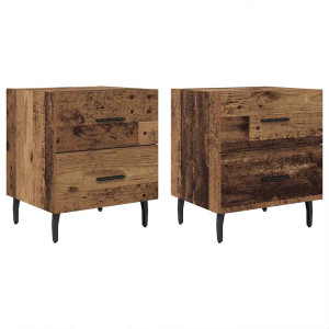 Armario de Noche con cajón 2 pcs Madera vieja 40 x 35 x 47.5 cm H