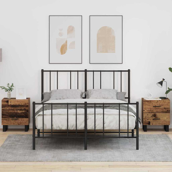 Armario de Noche con cajón 2 pcs Madera vieja 40 x 35 x 47.5 cm D