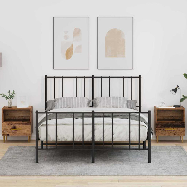 Mesa de Noche con cajón 2 pcs Madera vieja 40 x 35 x 47.5 cm D