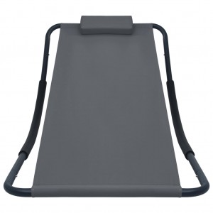 Espreguiçadeira de jardim 200x90 cm aço cinzento H