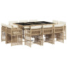 Set comedor de jardín 11 pzas con cojines ratán sintético beige 2