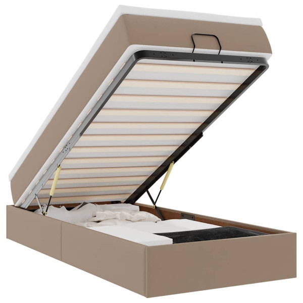 Estructura cama otomana colchón cappucino cuero sintético M 2