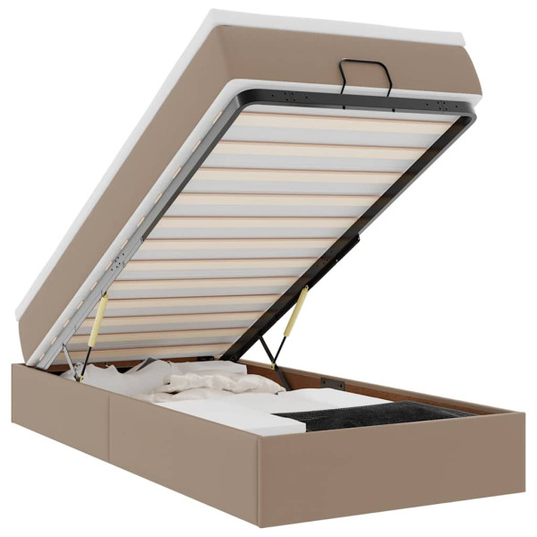 Estructura cama otomana colchón cappucino cuero sintético M 2