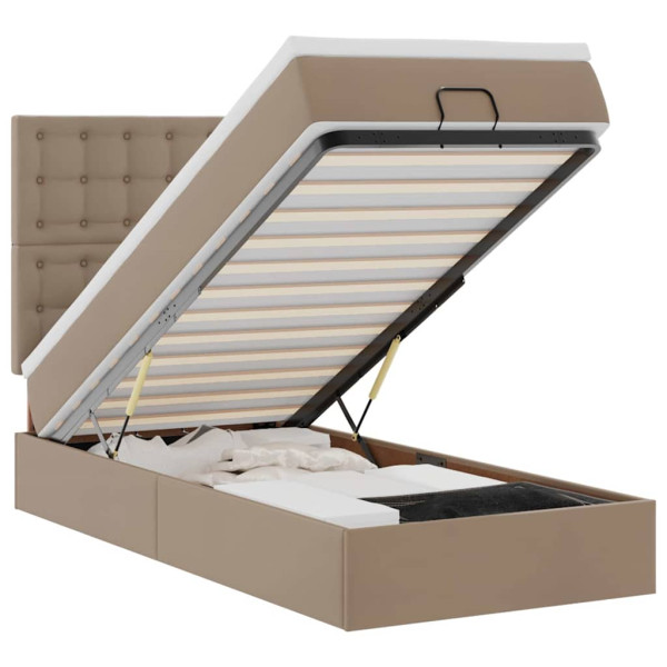 Estructura cama otomana colchón cappucino cuero sintético M 2