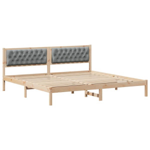 Estructura de cama con cabecera Gris Claro 200 x 200 cm tela H