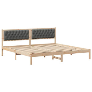 Estructura de cama con cabecera Gris oscuro 200 x 200 cm tela H