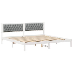 Estructura de cama con cabecera Gris Claro 200 x 200 cm tela H