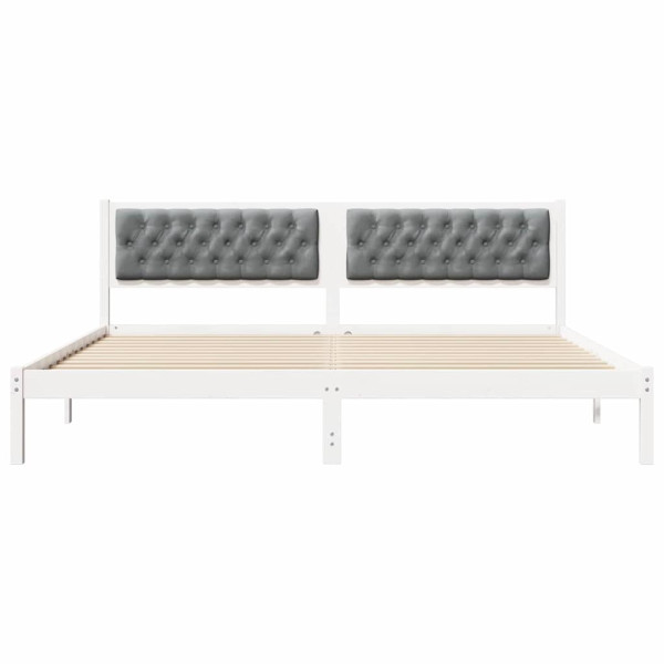 Estructura de cama con cabecera Gris Claro 200 x 200 cm tela M 5