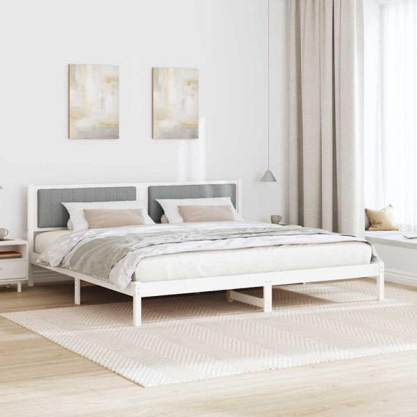 Estructura de cama con cabecera Gris Claro 200 x 200 cm M 4