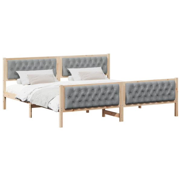 Estructura de cama con cabecera Gris Claro 200 x 200 cm M 3