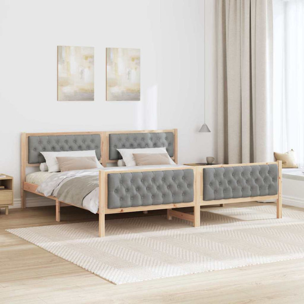 Estructura de cama con cabecera Gris Claro 200 x 200 cm M 4