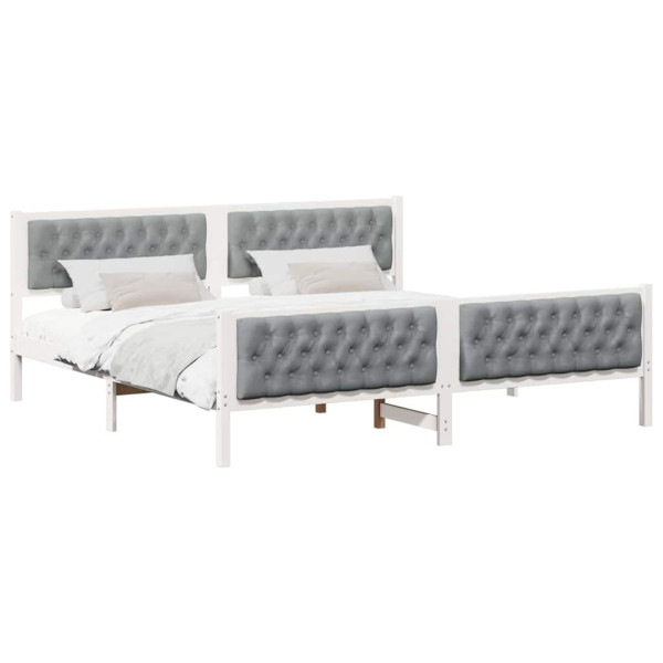 Estructura de cama con cabecera Gris Claro 200 x 200 cm M 3