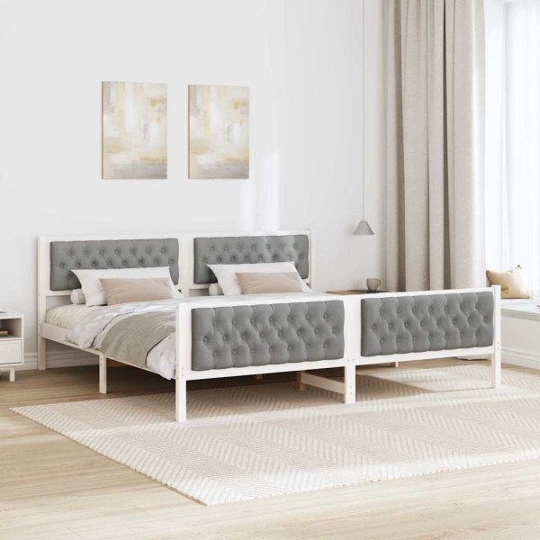 Estructura de cama con cabecera Gris Claro 200 x 200 cm M 4