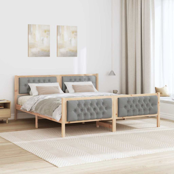 Estructura de cama con cabecera Gris Claro 180 x 200 cm M 4