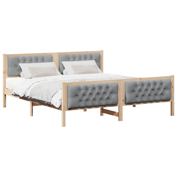 Estructura de cama con cabecera Gris Claro 160 x 200 cm M 3